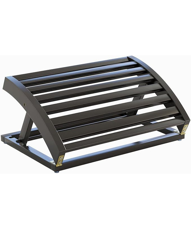 Foot Rest for Under Desk at Work - Adjustable Black Bamboo Footrest for Office and Couch