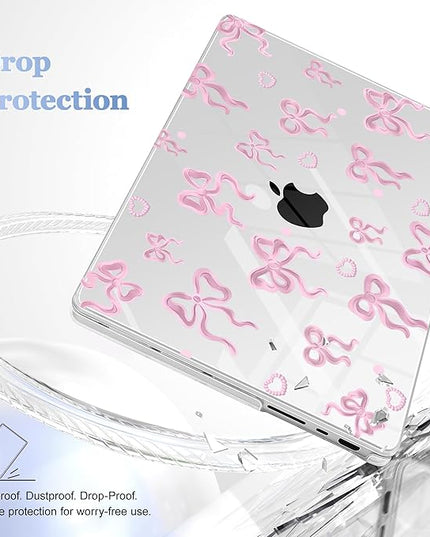 May Chen Case for MacBook Pro 14 inch, Models A2442 A2779 A2918 A2992 A3401 A3185 A3112 A3434, M1 M2 M3 M4 M5 Chip (2021-2025 Release), Plastic Hard Shell Case with Keyboard Cover, Heart Bow