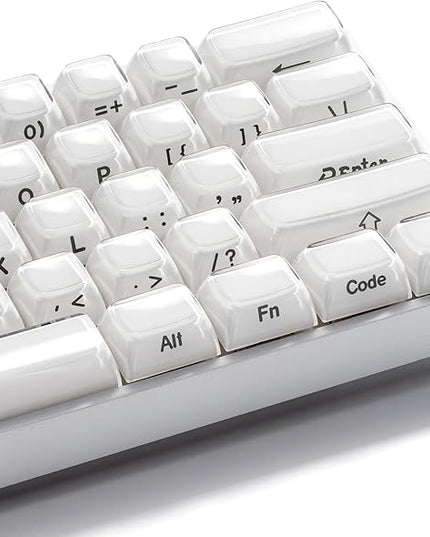 XVX White Keycaps, Crystal Jelly Keyboard Key caps OEM Profile Side Printed Keycap Set Compatible with 61/68/84/87/98/100 ANSI Layout MX Switches Mechanical Keyboard