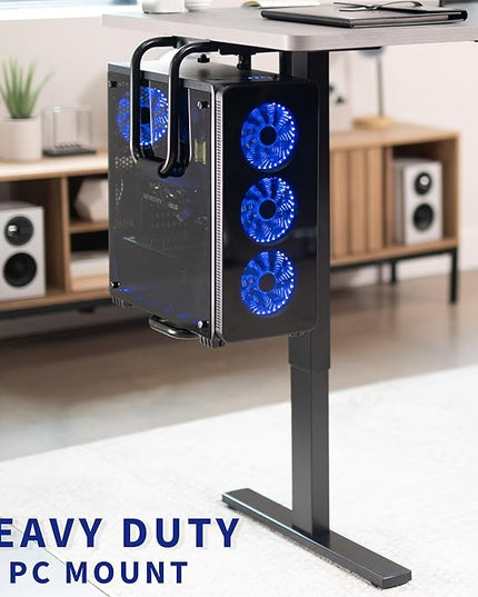 VIVO Heavy Duty Adjustable Under-Desk PC Mount, Home and Office Computer CPU Holder with Secure Locking, Supports up to 66 lbs, Black, MOUNT-PC04B