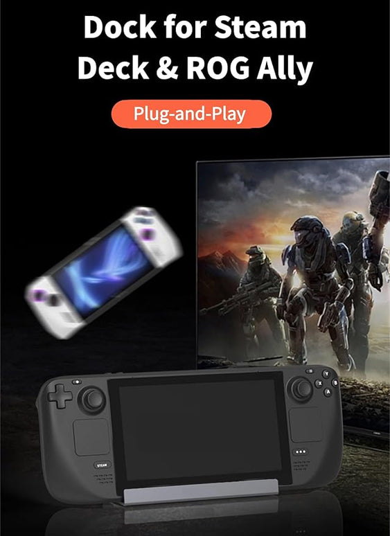 Diyeeni USB C Docking Station for Steam Deck & ROG Ally, 6-in-1 Dock with HDMI 2.0 4K@60Hz, Gigabit Ethernet, 3*USBA 3.0, 100W PD Fast Charging, Plug and Play