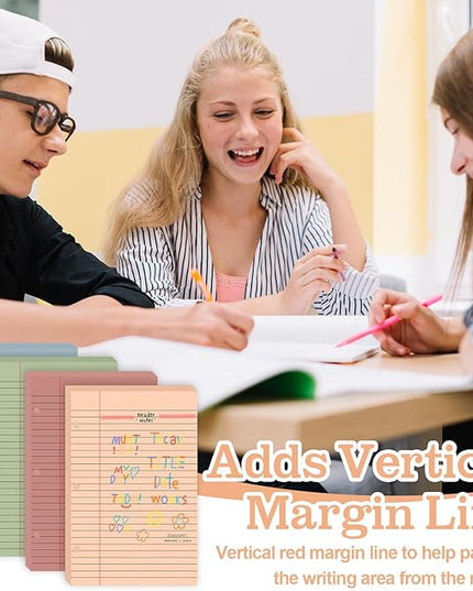 100 Sheets Half Letter Lined Paper 5.5 X 8.5 In Colored Notebook Paper College Ruled Loose Leaf Paper 3 Hole Punched Half Mini Binder Inserts Fit 3 Ring Binder for School Office