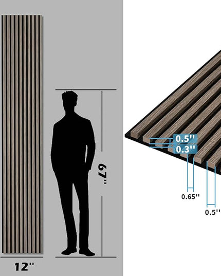 Art3d 2-Pack 108" x 12" Acoustic Wood Panels for Wall, Soundproof Wood Slat Panel for Wall and Ceiling, 3D Fluted Sound Absorbing Paneling for Interior Wall Decor, Living Room, Bedroom - Walnut
