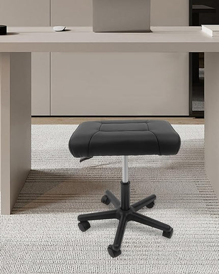TFCFL Adjustable Height Foot Rest Stool with 5 Wheels, Footrest Stool Under Desk, Office Foot Chair with Soft Cushion, Ergonomic Footstool for Home, Office, Massage Parlors, Beauty Salons