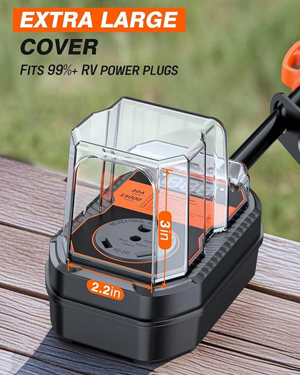 15,000J RV Surge Protector 30 Amp with LED Display, 30 Amp RV Surge Protector with Voltage Monitoring, Clear Error Codes, Comprehensive Detection, IP68 Waterproof Cover