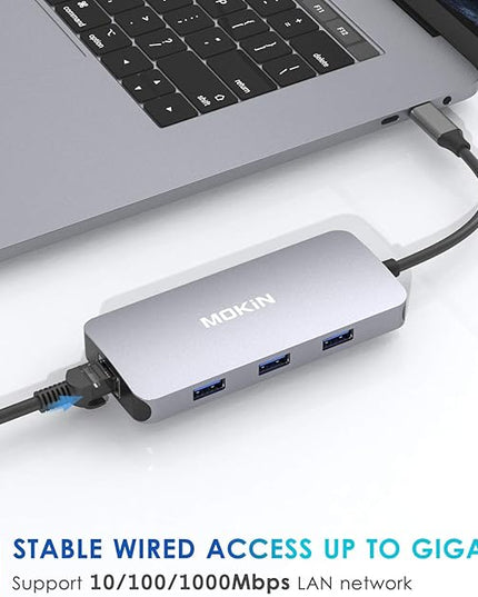 USB C Adapters for MacBook Pro/Air,Mac Dongle with 3 USB Port,USB C to HDMI, USB C to RJ45 Ethernet,MOKiN 9 in 1 USB C to HDMI Adapter,100W Pd Charging, USB C to SD/TF Card Reader USB C Hub
