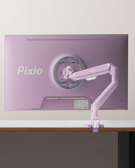 Pixio PS1S Wave Pink Single Monitor Arm Stand Desk Mount - Fits up to 32 inches Monitors and up to 19.8lbs. VESA Compatibility and Integrated Cable Management