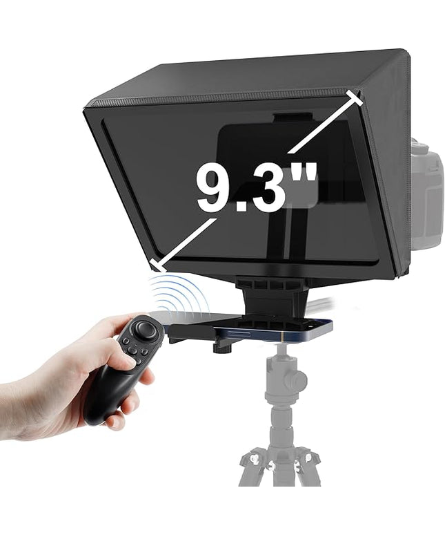 9.3-Inch All-Metal Teleprompter, 70/30 Beam Split Glass, 1/4’’ Thread, Phone & Camera Compatible, Portable for Video Recording