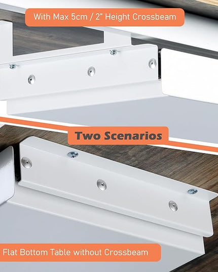 OSteed Under Desk Drawer White 21" with 4 Divider Trays, Under Shelf Pencil Drawer Pull-out, Standing Desk Metal Storage Attachment Slide Out for Workbench