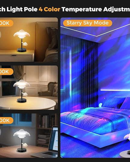 Starry Sky Bedside Table Lamp with Remote Control, RGB Cordless Desk Lamp with Touch-Slide Stepless Dimmable, Mini Rechargeable Night Light with USB Charging,LED Mood Light for Bedroom,Gift,bar