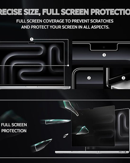 Peslv 360° 4 Way Privacy Screen for MacBook Pro 14 Inch (2021-2025, M1, M2, M3, M4, M5), Anti Glare Blue Light Spy Filter Private Cover, Bubble-Free Black Security Protector for Mac Laptop