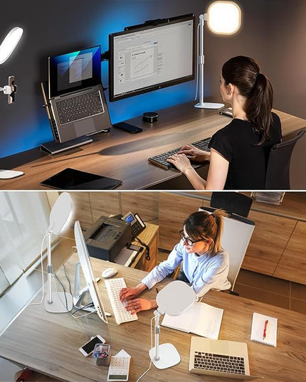 Lighting for Video Calls, 30 Light Modes Video Conference Light, Desk Ring Light with Stand for Webcam, Meetings, Live Stream, Home Office. CRI 97.8