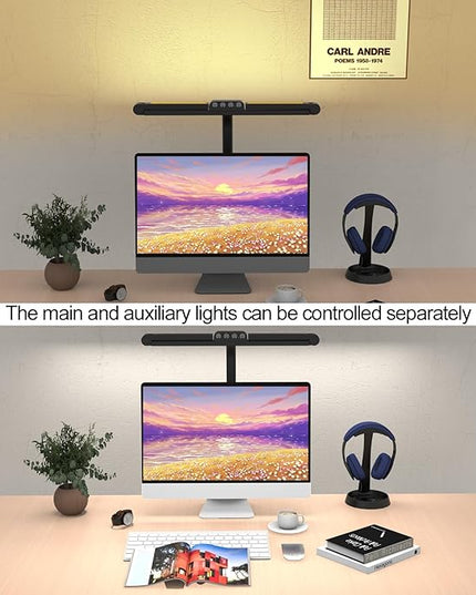 3 Light Bar Gooseneck Architect Desk Lamp with Clamp, 24W Bright Led Tall Overhead Desk Light for Home Office,Eye Care Reading Table Light for Desktop Working,Drafting,Reading