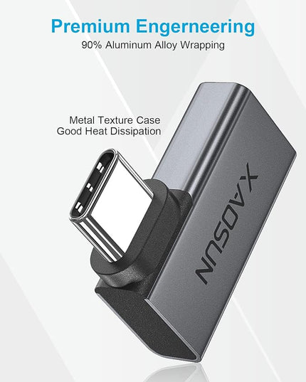 XAOSUN Right Angle USB C Adapter, 90 Degree USB C to C, Thunderbolt 4 for MacBook, Tablet, Docks, Steam Deck (2 Pack)