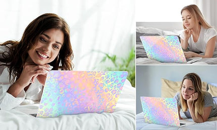 DONGKE Compatible with MacBook Pro 13 inch Case 2024 2023-2020 Release A2338 M2/M1 A2251 A2289 with Retina Display & Touch ID, Plastic Hard Shell & Keyboard Cover & Screen Film - Leopard Print