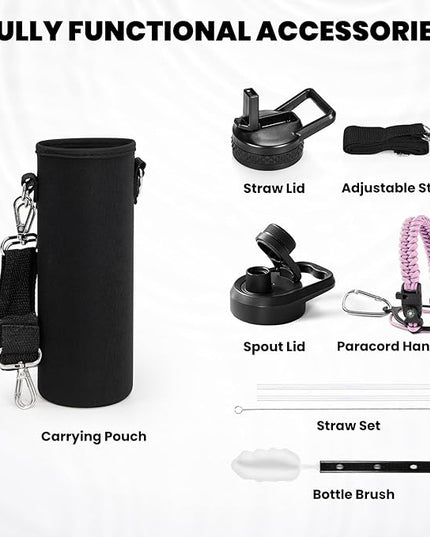 Insulated Water Bottle 20 oz, Triple Wall Vacuum Stainless Steel (Cold for 48 Hrs), Leak Proof & Non-BPA, Kids Water Bottle Jug for School with Straw Spout Lids, Lilac