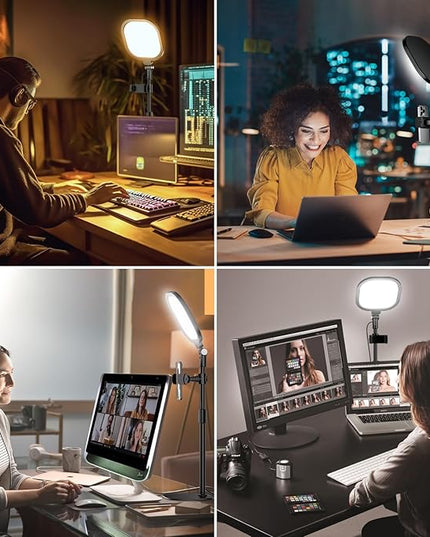 Zoom Lighting for Computer, Adjustable Desk Lighting for Video Calls, 30 Light Modes Video Conference Light, Desk Ring Light with Stand for Webcam, Meetings, Live Stream, Home Office. CRI 97.8