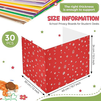 Sherr 30 Pcs School Privacy Boards Bulk for Student Colored Desk Trifold Divider Panels Privacy Partition Folders for School Student Teacher Desks, 15.8 x 13.4 x 11.81 Inches(Fresh Style)