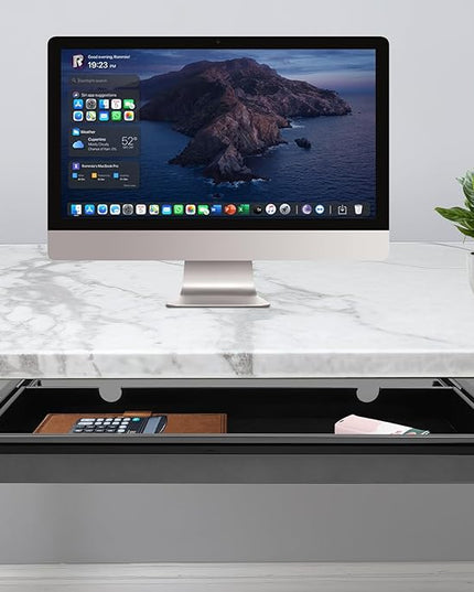 FFanhia 30 Inch Under Desk Mounted Sliding Pull-out Drawer Storage for Sit Stand Workstation Office(Applicable Table Thickness: 0.79in) Black
