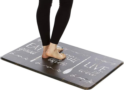 J&V TEXTILES Anti Fatigue Cushioned Comfort Mat, Ergonomically Durable, Supportive, Padded, Thick and Washable, Stain-Resistant, Kitchen, Garage, Office Standing Desk Mats (Eat Laugh Live)*