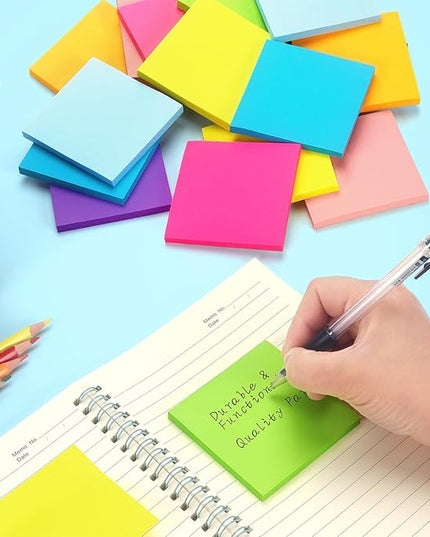 Early Buy Sticky Notes 3x3 Inch 16 Pads, Repositionable Self-Stick Memo Pads, 8 Bright Colors, 60 Sheets/Pad (960 Total) for Office, School, Home, Notebooks