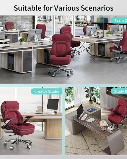 Big and Tall Office Chair, 600lbs Heavy Duty Desk Chair with 5D Arms, Adjustable Lumbar Support & Height, Tilt Function, Fabric High Back Ergonomic Executive Computer Chair with 3'' Casters