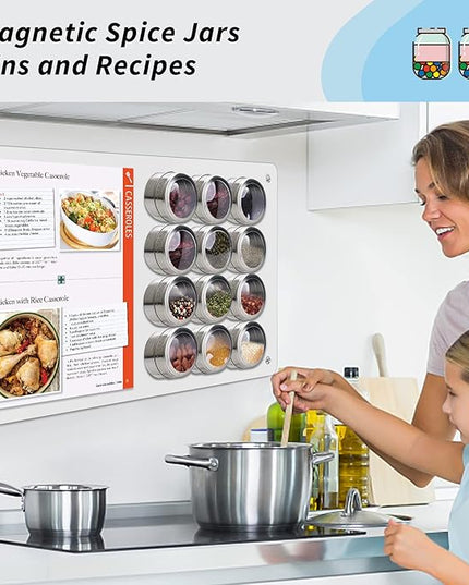 2Pack Magnetic Board,17.1" x 11.8" Magnet Display,for Magnets and Bulletin Board,Suitable for Wall, Refrigerator, Compartment, Cabinet etc,Comes with Dual Lock Tape for Easy Hanging (White
