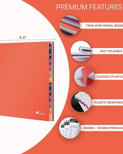 Ensight 2026 Appointment Book and Planner 8.5" x 11" Large Hourly Weekly Daily Schedule Book with Tabs, 15 Minute Time Slots, Peach Calendar Organizer Jan 2026–Dec 2026 Appointment Planner - Peach