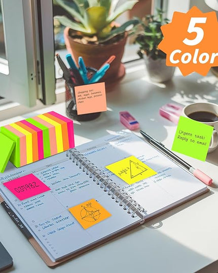 35 Pack Sticky Notes Bulk 3 x 3 In Self Stick Notes Pads Colorful Posted Note in 5 Bright Color Adhesive Paper Memo 75 Sheets/Pad Easy to Post note pad for Office Home School Notebook Wall Door Window