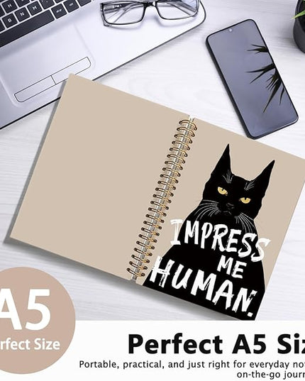 Funny Cat Notebook Journal, Black Cat Spiral Notebook, Black Cat Gifts, Cat Notepad, Cat Gifts for Cat Lovers, College Ruled Spiral Notebook 80 Sheets -160 Pages 5.5x8.3 Inch