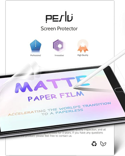 2 Pack Like Paper Screen Protector for iPad 9th/8th/7th (10.2-Inch, 2021-2019), Matte Anti Glare PET Film/Blue Light Filter Eye Protection Cover/Drawing & Writing Feel Like on Paper