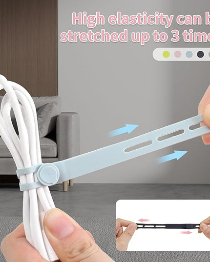 Oligei 25 Pcs Silicone Cable Ties, Cable Ties Reusable, High Elasticity Cord Wraps for Electrical Cords, Cord Organizer for Earphone, Phone Charger(Colorful)
