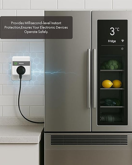 GIDEON Single Outlet Surge Protector with Voltage Protection and Ground Protected Light Indicators, 1800W Mini Wall Socket Smart Plug for Refrigerator, TV, PC and Home Appliances, 15A 120V