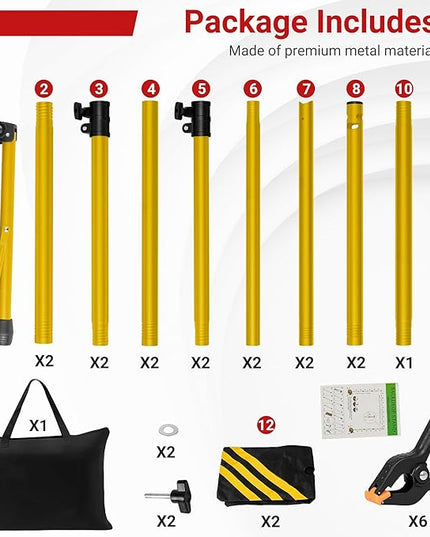 JSungo 10x8.5 FT Backdrop Stand for Parties, Adjustable Photo Backdrop Stand Kit with Carrying Bag, Portable Background Stand Backdrop for Wedding, Photoshoot, and Photo Studio, Gold