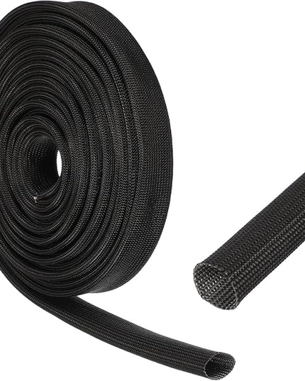 uxcell Insulation Cable Protector,16mm/0.63 Inch-5 Meter/16 Feet High Temp Fiberglass Sleeve Black