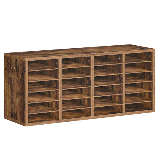 HOOBRO Literature Organizers, 24 Compartments Office Mailbox with Adjustable Shelves, Wood Countertop Literature Sorter for Office, Home, Classroom, Mailrooms Organization Rustic Brown FG64WF01