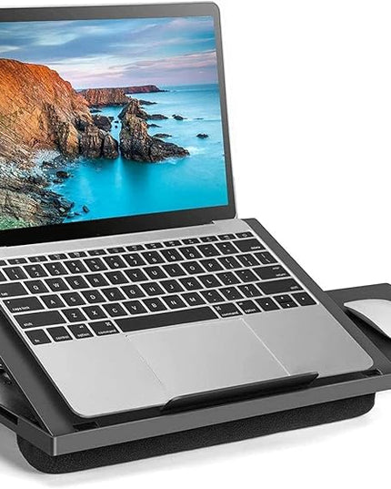 Adjustable Lap Desk - with 6 Adjustable Angles, Detachable Mouse Pad, & Dual Cushions Laptop Stand for Car Laptop Desk, Work Table, Lap Writing Board & Drawing Desk on Sofa or Bed by HUANUO