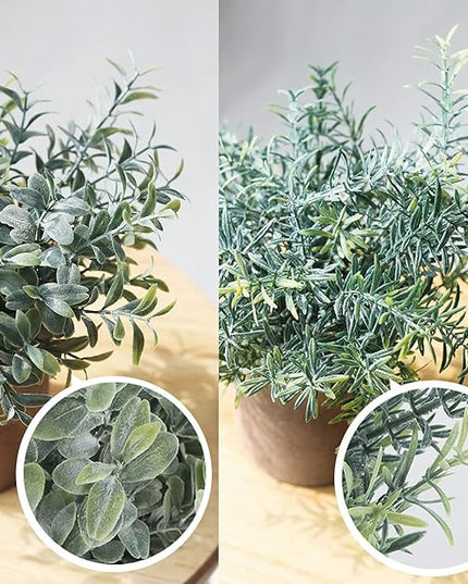 Fake Plants,3 Pack Small Artificial Plants Indoor Mini Potted Faux Plants For Home Decor,Eucalyptus Greenery Plastic Green Grass Fake Plants for Shelves Desk Bathroom Bedroom Farmhouse Shelf Decor