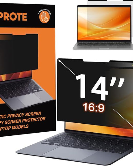 BSPROTE Magnetic Laptop Privacy Screen 14 Inch (Diagonal) 16:9 Display- Removable Anti-Glare Blue Light Filter, Computer Privacy Screen Shield Compatible with 14'' Hp Acer Asus Lenovo Dell Monitor