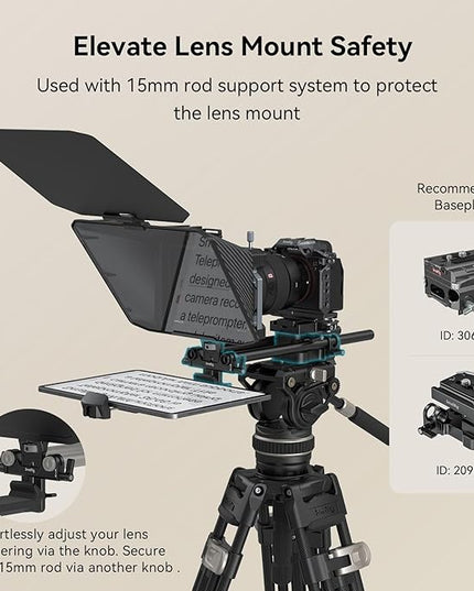SMALLRIG Teleprompter for iPad Tablet up to 11 inch, NOT for Smartphone, SmallGoGo APP Supports PDF Picture Word TXT, Must Work with 15mm LWS Baseplate for Mirrorless DSLR Camcorder - 3646