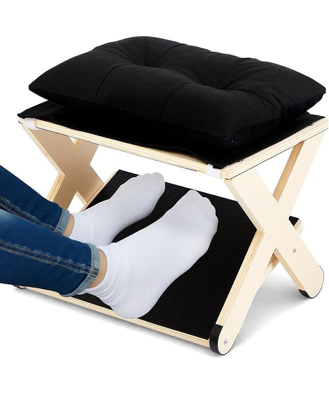 Novabright Double Step Footrest, Wooden Foot Rest for Under Desk at Work with Non-Slip Surface, Ergonomic Foot Stools for Improved Posture, Leg Rest for Chair, Computer Gaming, Home and Office