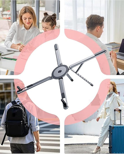 Portable Laptop Stand - Travel Laptop Stand, Magnetic Aluminum AlloyLaptop Tablet Holder Tripod | Magnetic Phone Tripod Holder - for Travel Office Outdoor Indoor Desk Home