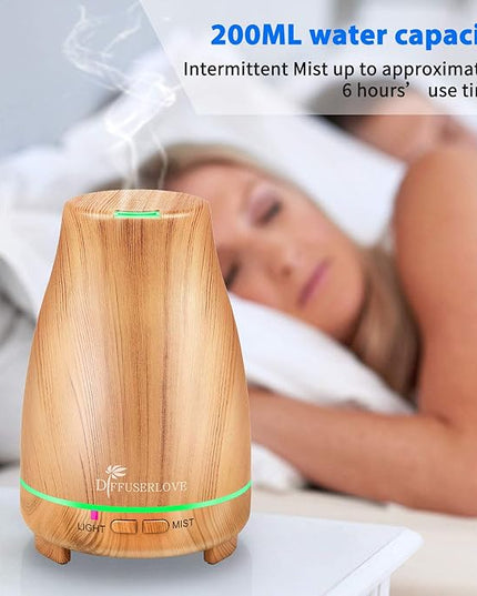 Diffuserlove Essential Oil Diffuser 200ML Aroma Diffuser Mist Humidifiers with 7 Color LED Lights, Auto Shut-Off Function for Bedroom Office Room House
