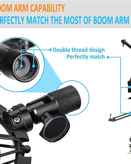 SUNMON Shure MV7 Shock Mount Compatible with Shure MV7 Microphone, MV7 Shock Mount Reduces Vibration Noise Matching Mic Stand Boom Arm by SUNMON