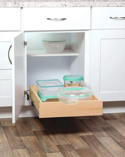 Knape & Vogt RS-WMUB-17-WD 5 in. H x 18 in. W x 22 in. D Soft-Close Wood Drawer Box Pull-Out Cabinet Organizer