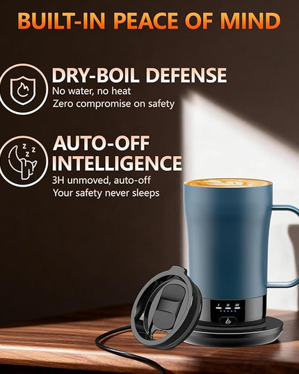 Self-Heating Coffee Mug, 14oz Heated Coffee Mug - Rechargeable Temperature Control Coffee Mug Keep Coffee Hot, Smart Mug Great Gift for Coffee Lovers & Slow Sippers