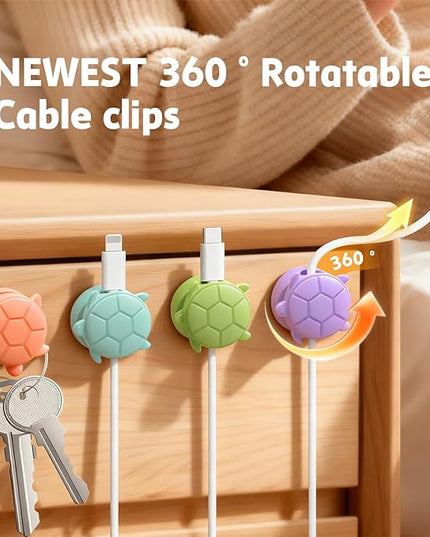 8 Pack Rotatable Cable Clips, Cord Organizer Spring Clip Cord Holder for Nightstand Cable Holders for Cords Charging Cable Organizers Cable Management for Desk Office Car Wall (Multicolor)