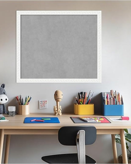 Amanti Art White Framed Magnetic Board 22x26 Medium Vision Board for use with Magnets, 100% Metal Sheet to Display Items as Office Decor or for Home Organization in mudroom, Kitchen or Kids Room