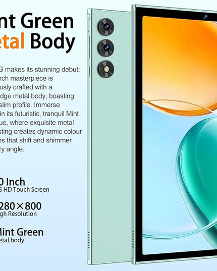 SKYEGG 2025 Android 15 Tablet 10.1 Inch Tablets, 30GB RAM 128GB ROM 1TB Expand, 8000mAh Battery, BT5.0, 2.4/5G Wi-Fi 6, Metal Body with Keyboard & Mouse, Gemini AI, Widevine L1 HD IPS Display - Green