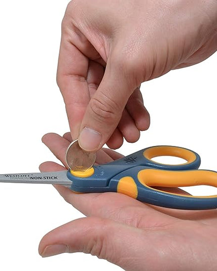 Westcott 8" Straight Titanium Bonded Non-Stick Scissors with Adjustable Glide Feature, Grey/Yellow (14849)